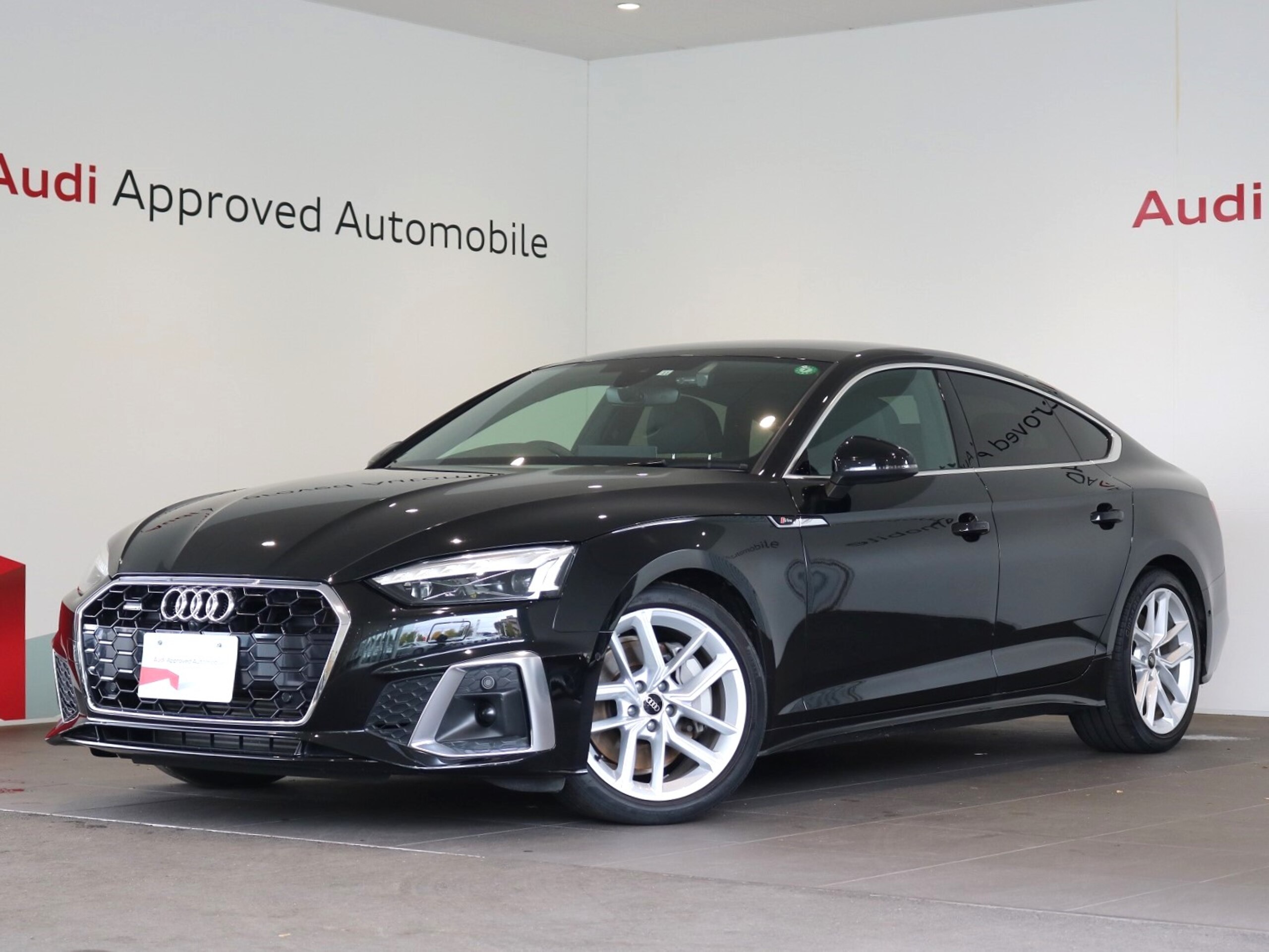 Audi A5 Sportback 45 TFSI Quattro S Line 4WD with Audi Laser Light Package, TV Tuner, Control Code, Comfort Package, Surround View Camera, Park Assist, Steering Heater, Privacy Glass, Wireless Charging (Mythos Black Metallic)