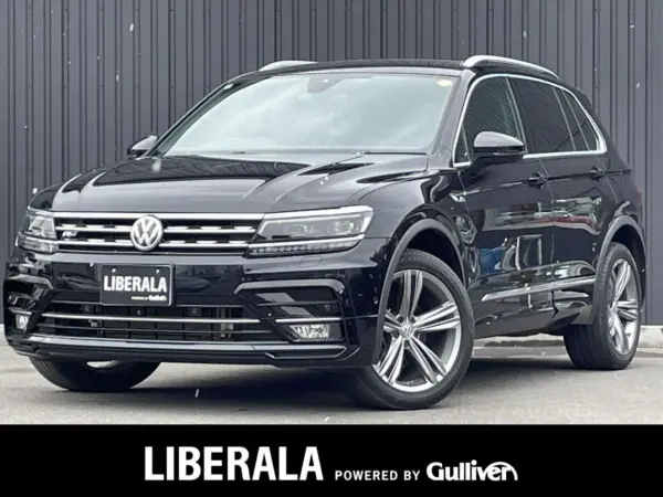 Volkswagen Tiguan TDI 4Motion R-Line Diesel Turbo 4WD Genuine M-Navi Full-Seg 360 Camera ETC Parking Assist Lane Keep Assist Black Leather Seats Driver Power Seat Seat Heater Power Tailgate ACC Auto Hold Genuine Floor Mats Genuine 19AW (Black) — thumbnail 1