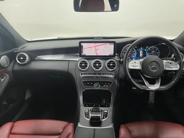 Mercedes-Benz C-Class C220d Laureus Edition Sports Plus Package Diesel Turbo Late Model Leather EX Radar P Genuine Navi Digital Terrestrial 360 Camera Red Leather Seat Heating/Cooling Power Seat Paddle Shift LED DSRC Bluetooth HUD Burmester PTS Power Rear Gate Keyless GO Non-Smoking Car 18AW (Obsidian Black) — photo 7