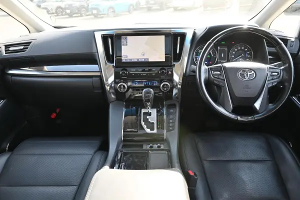 Toyota Alphard Hybrid 2.5 SR C Package E-Four 4WD with Moonroof, Factory Navi, TV, BT, Dashcam, Toyota Safety Sense, Digital Inner Mirror, Power Back Door, Dual Power Seats, Air Seats, Seat Heaters, Steering Heater (White Pearl Crystal Shine) — thumbnail 1