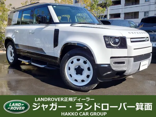 Land Rover Defender 110 County Exterior Pack Curated for Japan Diesel T 4WD Certified Used Car County Exterior Pack Tasman Blue Contrast Roof Cold Climate Pack Air Suspension Side Steps Seat Heater (Front) Full Digital Instrument Cluster Surround Camera 20-inch All-Weather Wheels (Fuji White) — thumbnail 1