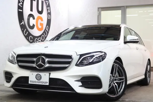 Mercedes-Benz E-Class Wagon E300 Avantgarde Sport EXC/RSP Mid-term Black Genuine Leather SR HUD Navi TV 2-Year Warranty Memory-P/All S-Heater Smartphone Link Burmester 360 Camera PTS DSRC Hands-Free Air Balance PKG AMG Aero/19AW LED-H/L Genuine Drive Recorder 9AT Paddle Shift Keyless Go (Diamond White M) — thumbnail 1