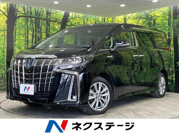Toyota Alphard Hybrid 2.5 SR C Package E-Four 4WD Sunroof Genuine 9-inch Navigation Flip-down Monitor Dual Power Sliding Doors Safety Sense Power Back Door Power Seat Seat Heater Seat Ventilation Steering Heater Non-smoker (Black)