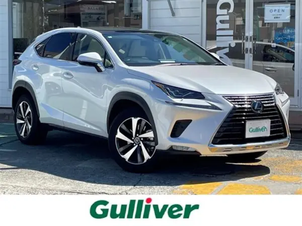 Lexus NX300 I Package One Owner Genuine Memory Navigation Full-Seg TV Panoramic View Monitor Panoramic Roof White Leather Seat Seat Heater Power Seat Power Back Door Lexus Safety System BSM Steering Heater (Pearl White) — thumbnail 1