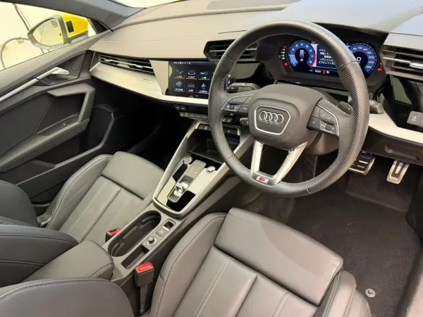 Audi A3 Sportback 30 TFSI S line Panorama Sunroof Bang & Olufsen Black Leather Matrix LED Headlights Convenience & Assistance PKG Navigation PKG Technology PKG Privacy Glass S line Plus PKG Seat Heater Certified Used Car (Python Yellow M) — photo 8