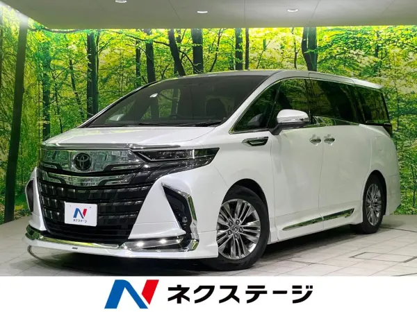 Toyota Alphard Hybrid 2.5 Z E-Four 4WD Twin Moon Roof Genuine 14-inch Navigation Surround View Camera Dual Power Sliding Doors Power Tailgate LED Headlights Leatherette Seats Seat Ventilation Drive Recorder Bluetooth Dual Auto AC (Platinum White Pearl Mica)