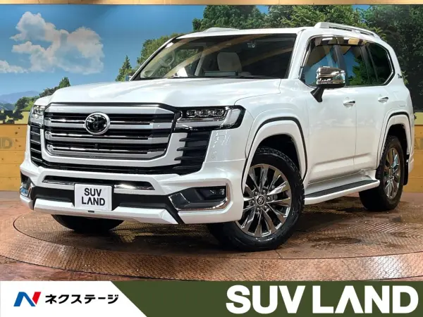 Toyota Land Cruiser 300 3.5 ZX 4WD Modellista Aero Sunroof Cool Box Rear Entertainment JBL Sound 12-inch Navigation Around View Monitor Non-Smoking Vehicle 7-Seater Blind Spot Monitor Seat Ventilation White Leather Seats Power Rear Door (Precious White Pearl)