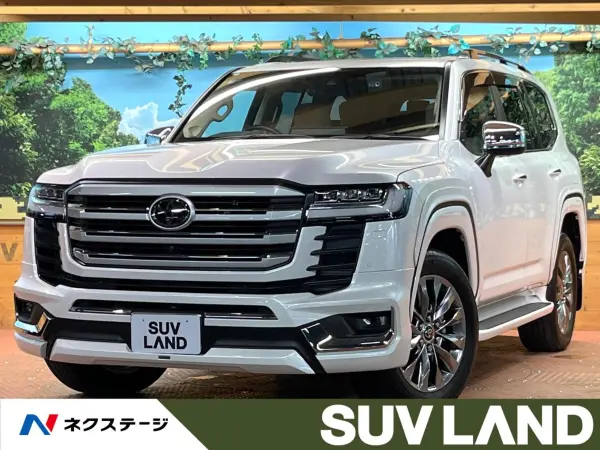 Toyota Land Cruiser 300 3.5 ZX 4WD Non-smoking Sunroof Modellista Aero JBL Sound Rear Entertainment Genuine 12-inch Navigation Surround View Camera Blind Spot Monitor Radar Cruise Beige Leather Triple LED Headlights Genuine 20-inch Alloy ETC (Precious White Pearl)